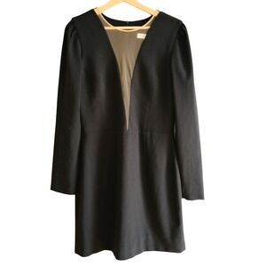 Dress the Black Population Drew Deep V Illusion Long Sleeve Bodycon Dress L